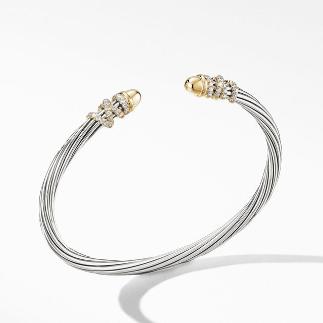 David Yurman Helena Bracelet with Gold Dome and Diamonds, 4mm