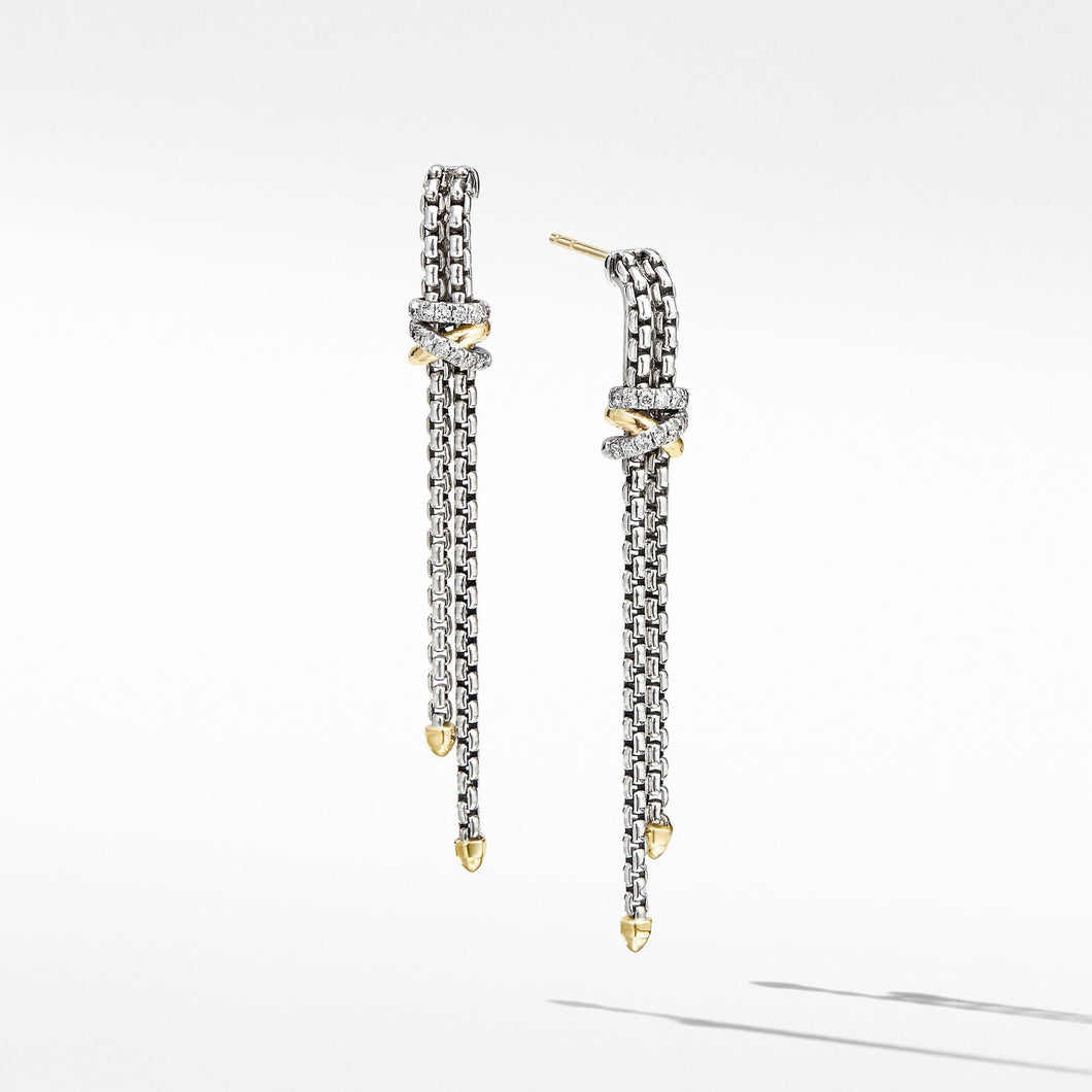 David Yurman Helena Chain Drop Earrings with 18k Yellow Gold and Diamonds