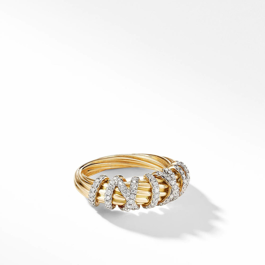 David Yurman Helena Small Ring in 18k Yellow Gold with Diamonds - Size 7