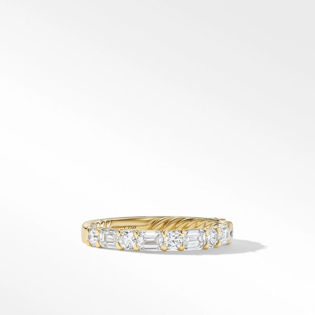 David Yurman Infinity Alternating Diamond Band Ring in 18K Yellow Gold - Size 6