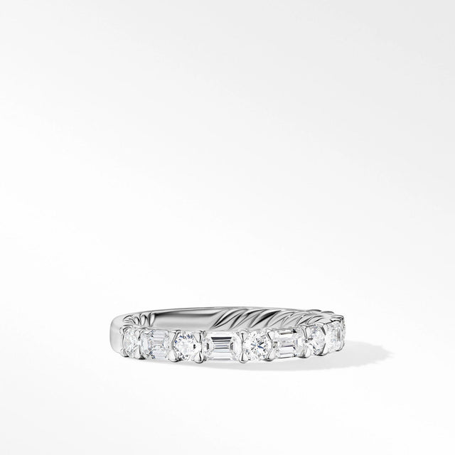 David Yurman Infinity Alternating Diamond Band Ring in Platinum - Size 6