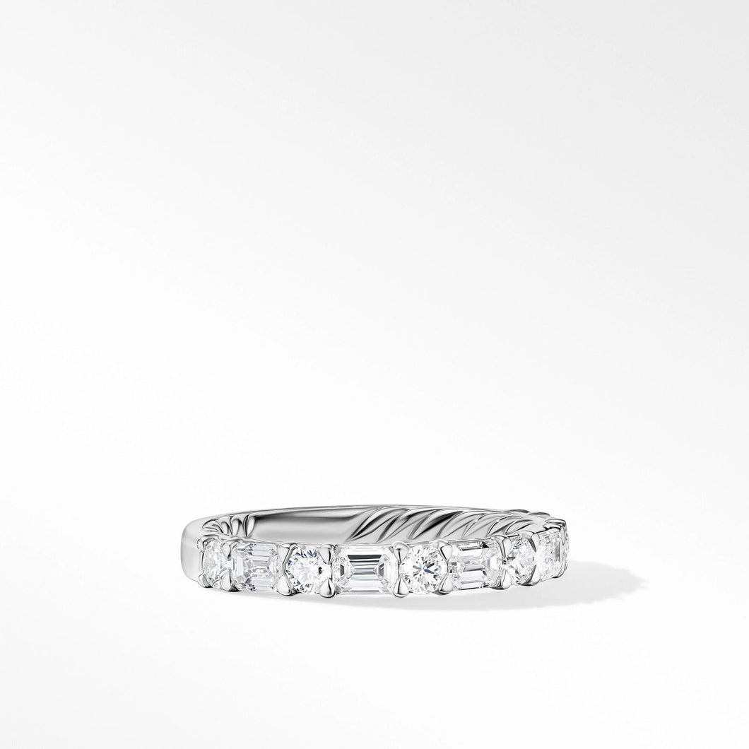 David Yurman Infinity Alternating Diamond Band Ring in Platinum - Size 6