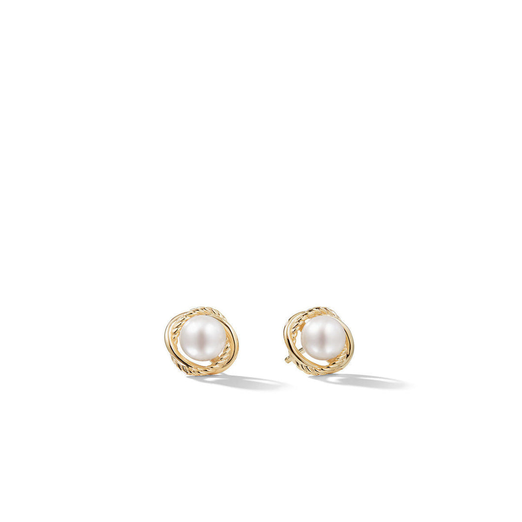 David Yurman Infinity Earrings with Pearls in Gold