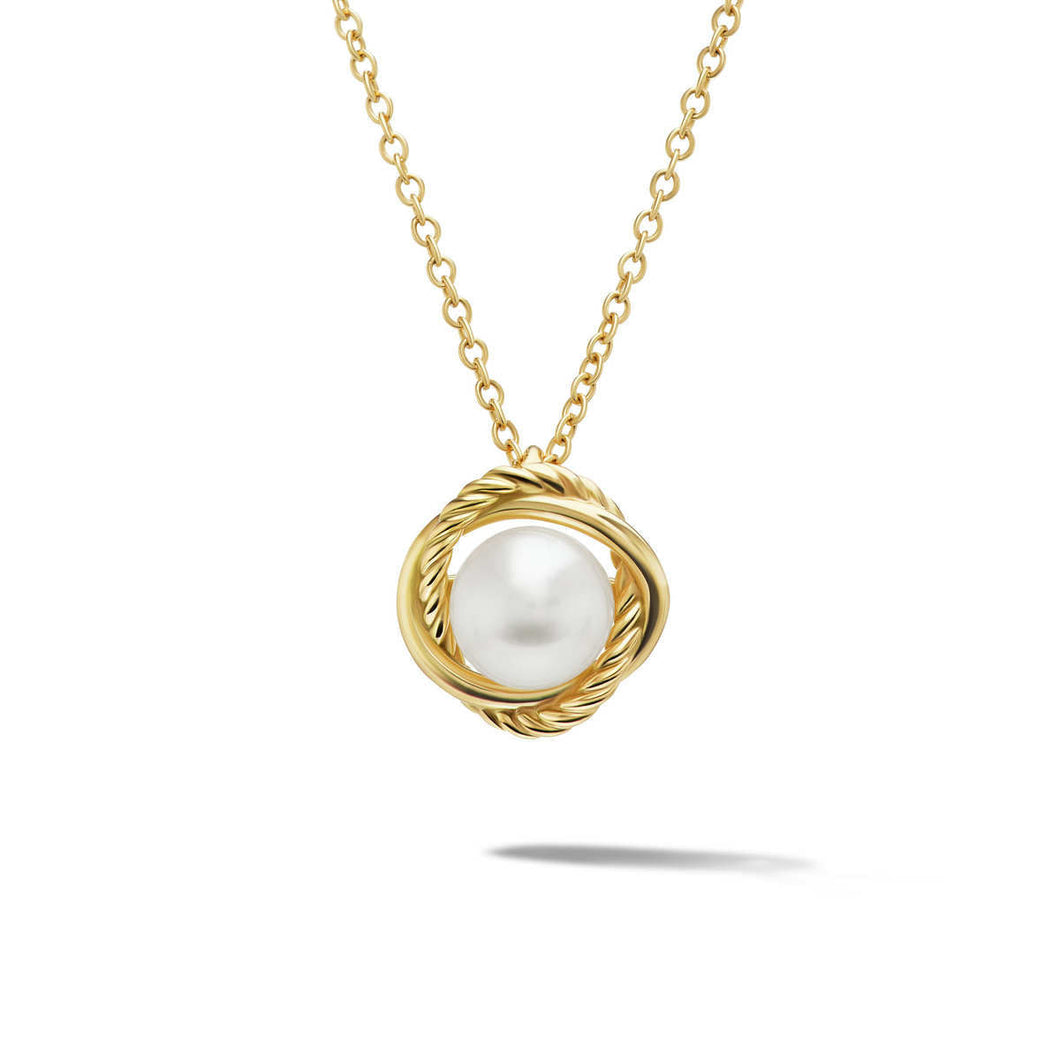 David Yurman Infinity Pendant Necklace in 18K Yellow Gold with Pearl