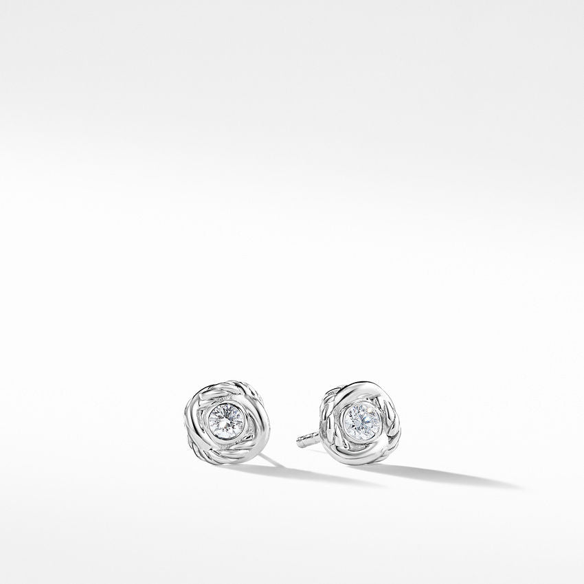 David Yurman Infinity Stud Earrings in 18k White Gold with Diamonds