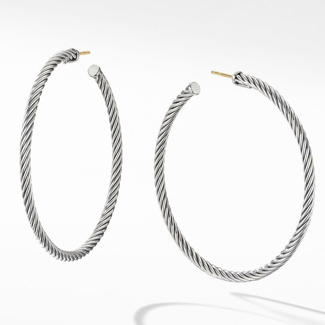 David Yurman Large Cable Hoop Earrings, 2 Inches