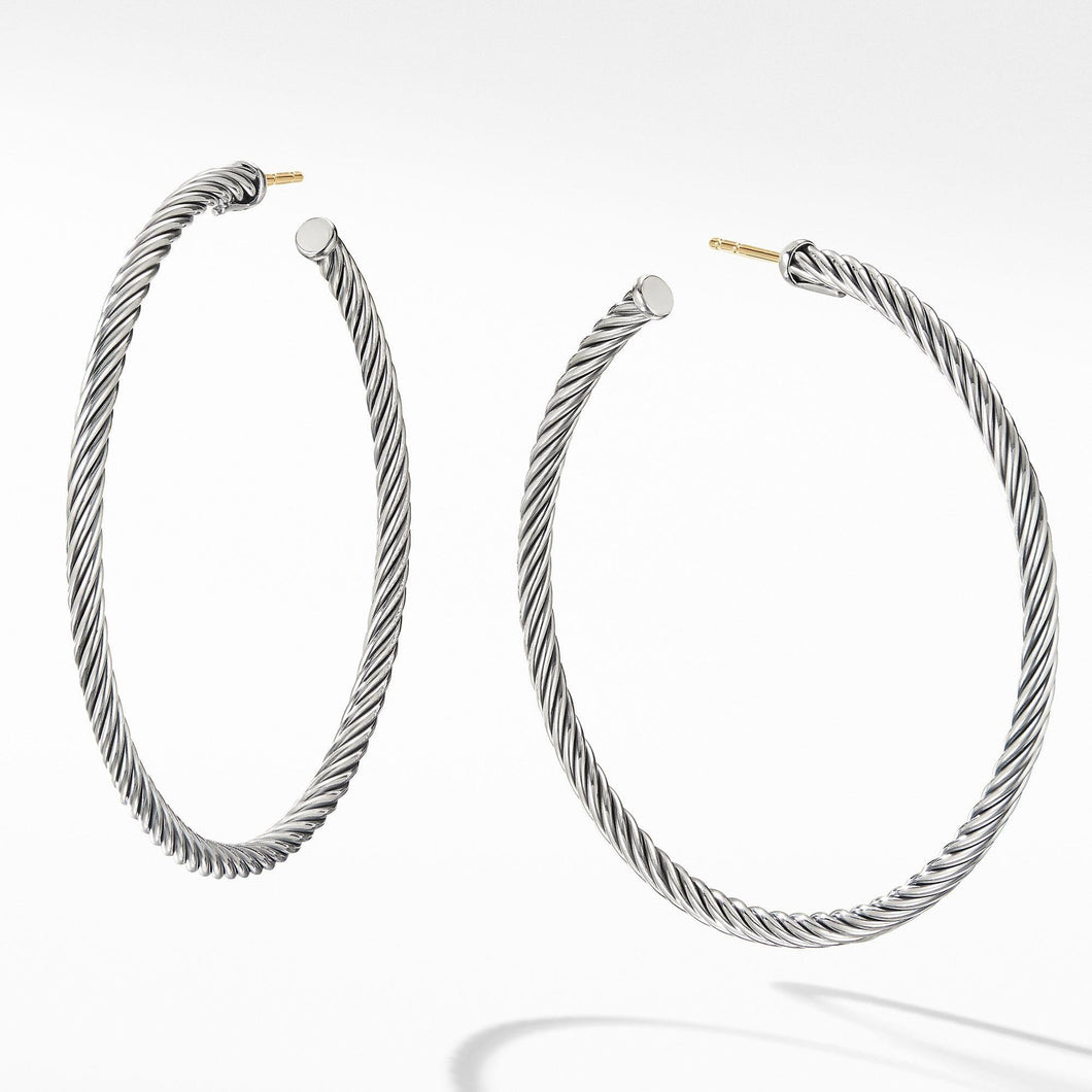 David Yurman Large Cable Hoop Earrings, 2 Inches