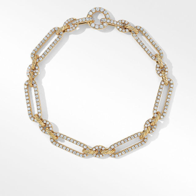 David Yurman Lexington Chain Bracelet in 18K Yellow Gold with Full Pave Diamonds - Medium