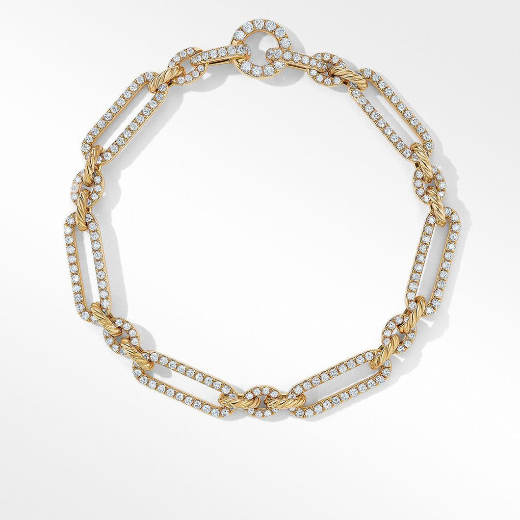 David Yurman Lexington Chain Bracelet in 18K Yellow Gold with Full Pave Diamonds - Medium