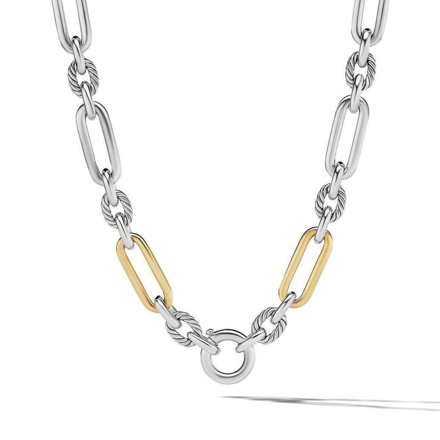 David Yurman Lexington Chain Necklace in Sterling Silver with 18K Yellow Gold, 9.8mm - 18 Inches
