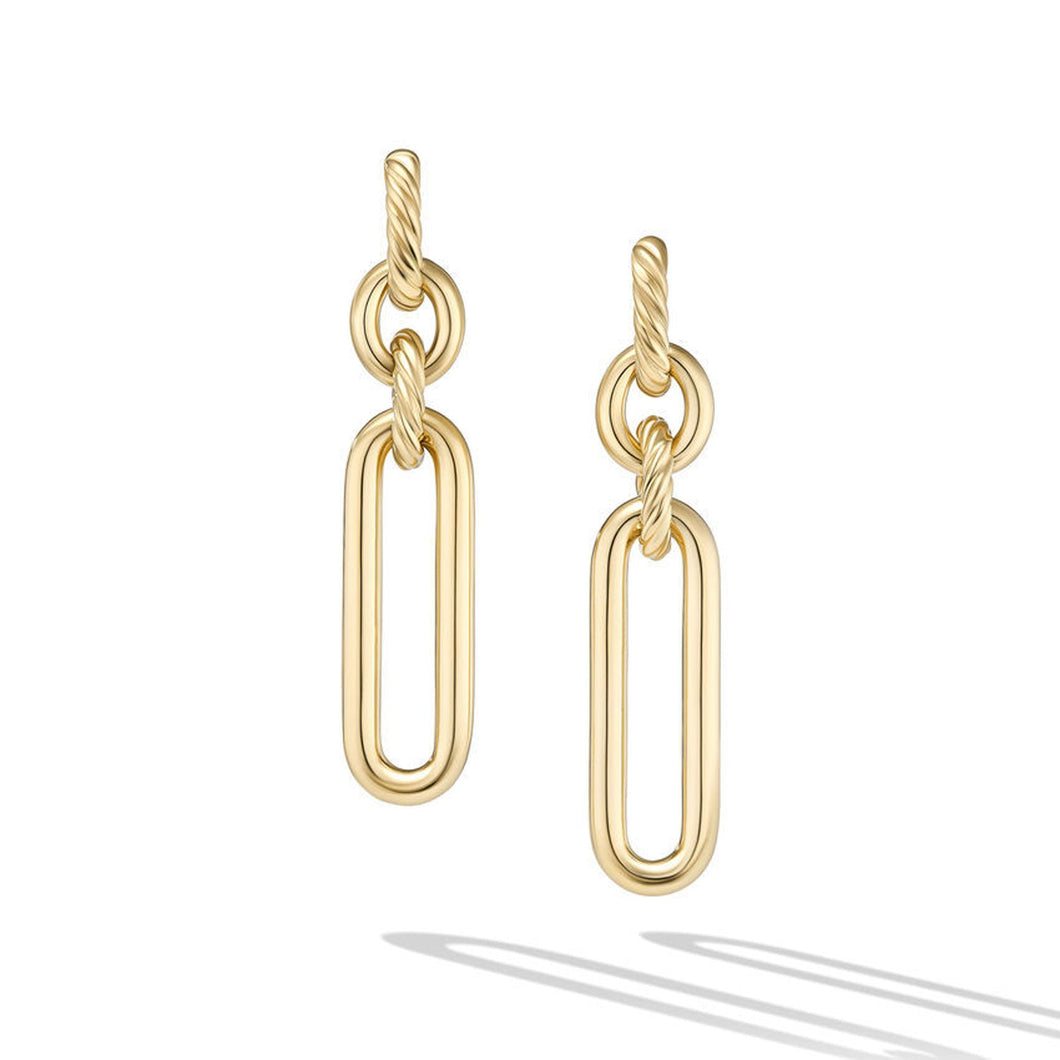 David Yurman Lexington Double Link Drop Earrings in 18K Yellow Gold
