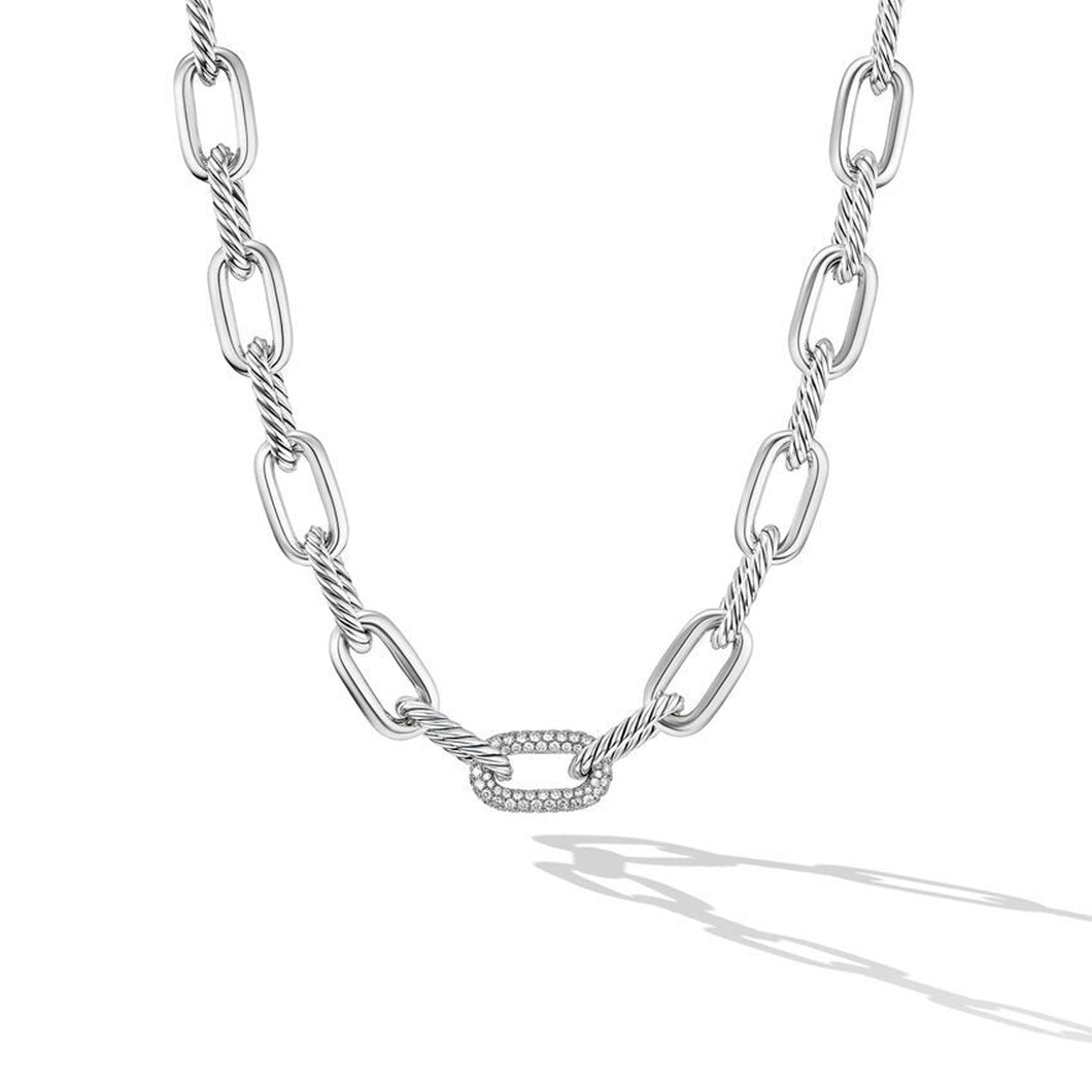 David Yurman Madison Chain Necklace in Sterling Silver with Diamonds 11mm - 18 Inches