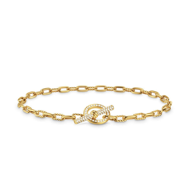 David Yurman Madison Toggle Chain Bracelet in 18K Yellow Gold with Diamonds - Medium