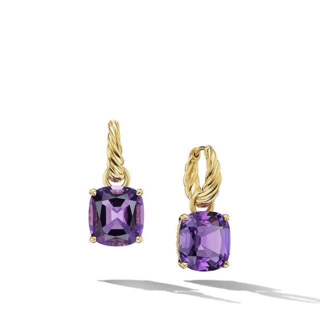 David Yurman Marbella 18K Yellow Gold with Amethyst 25mm Drop Earrings