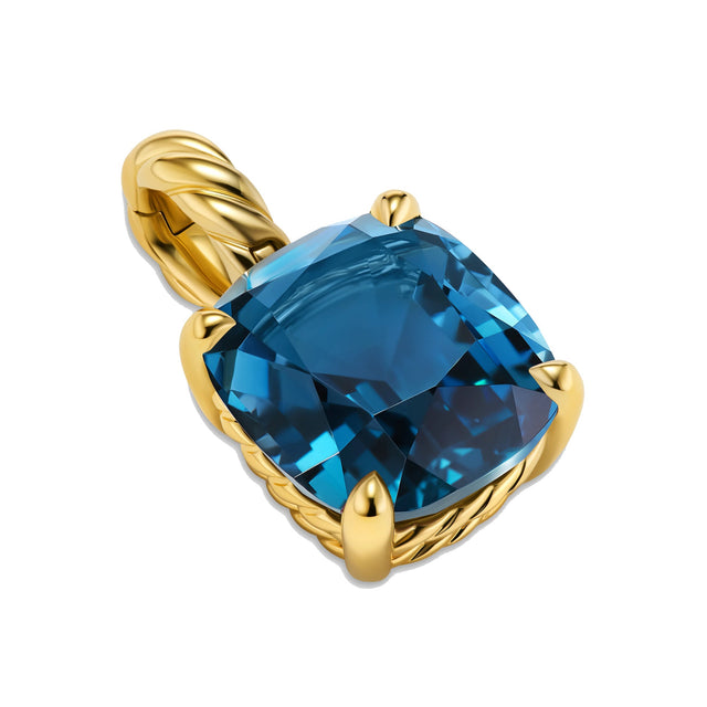 David Yurman Marbella 18K Yellow Gold with Hampton Blue Topaz 12mm Pendant