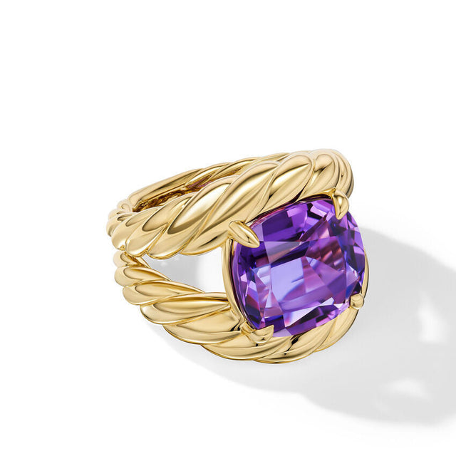David Yurman Marbella Ring in 18K Yellow Gold with Amethyst, 20mm - Size 7