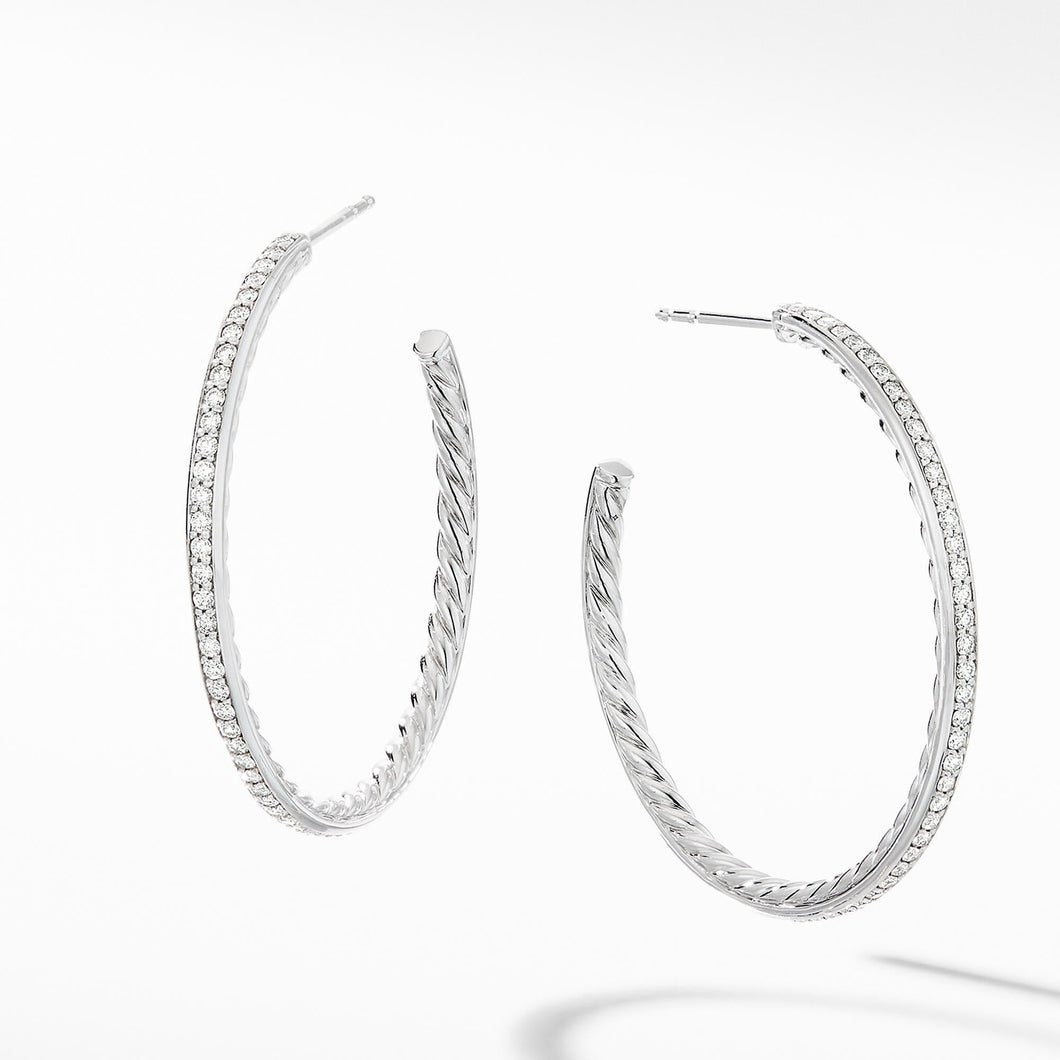 David Yurman Medium Hoop Earrings with Pave Diamonds