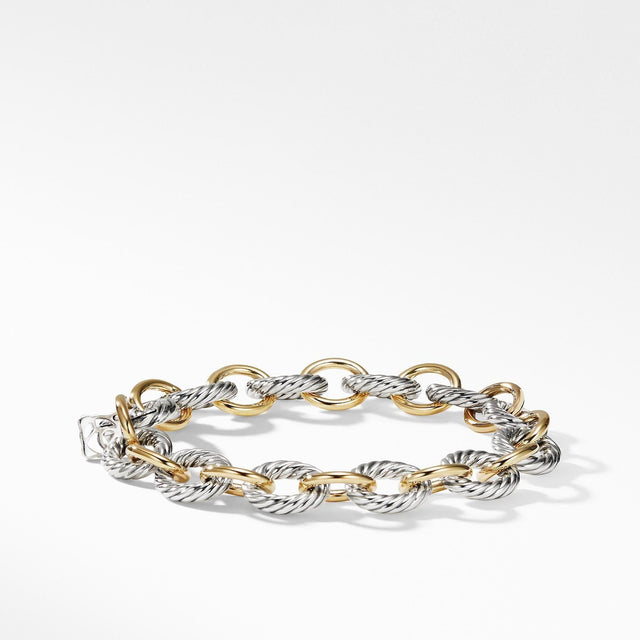 David Yurman Medium Oval Link Bracelet with 18k Gold, 8 Inches