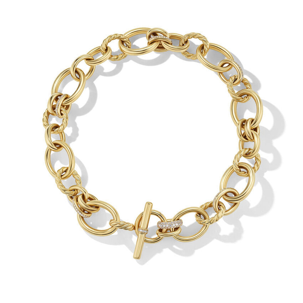 David Yurman Mercer Necklace in 18K Yellow Gold with Pave Diamonds