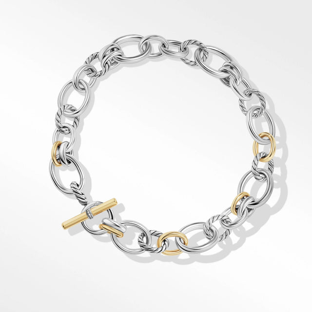 David Yurman Mercer Necklace in Sterling Silver with 18K Yellow Gold and Pave Diamonds | 17 Inches