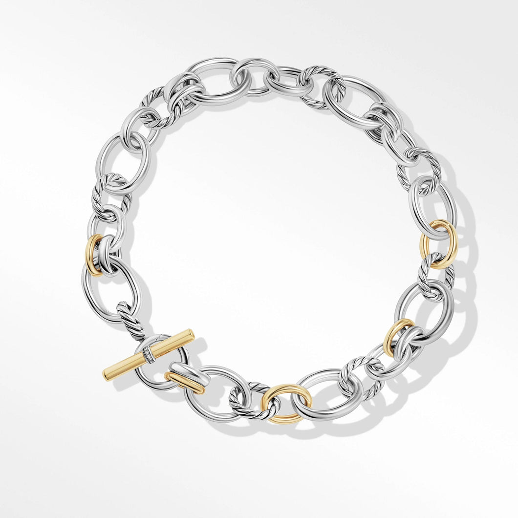 David Yurman Mercer Necklace in Sterling Silver with 18K Yellow Gold and Pave Diamonds | 17 Inches