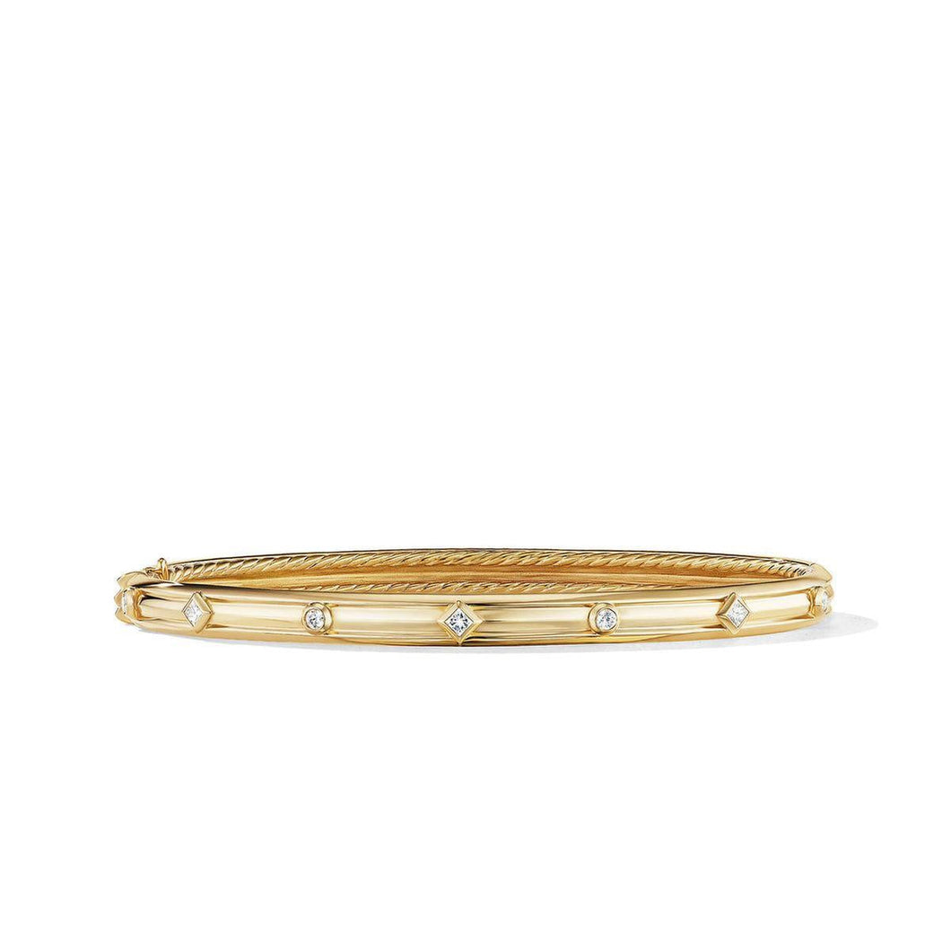David Yurman Modern Renaissance Bracelet in 18K Yellow Gold with Diamonds - Medium