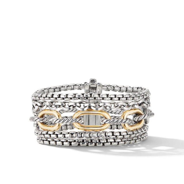 David Yurman Multi-Row Chain Bracelet with 18K Yellow Gold - Small