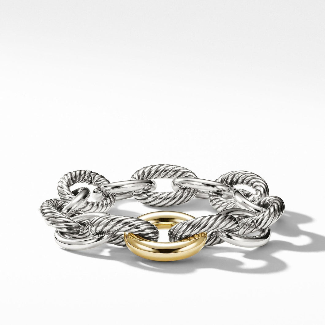 David Yurman Oval Link Chain Bracelet with 18k Yellow Gold, 19mm - 8 Inches