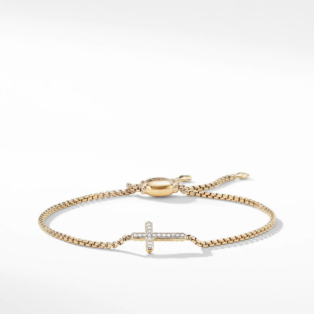 David Yurman Pave Cross Bracelet with Diamonds in 18k Gold