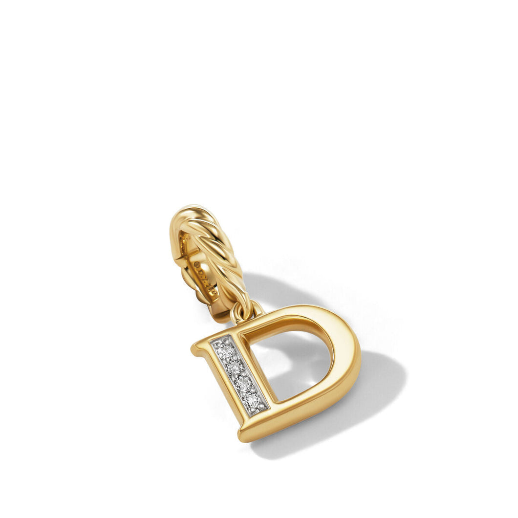 David Yurman Pave D Initial Pendant in 18K Yellow Gold with Diamonds