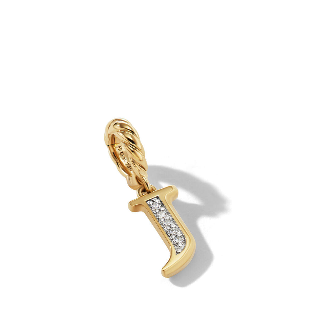 David Yurman Pave J Initial Pendant in 18K Yellow Gold with Diamonds