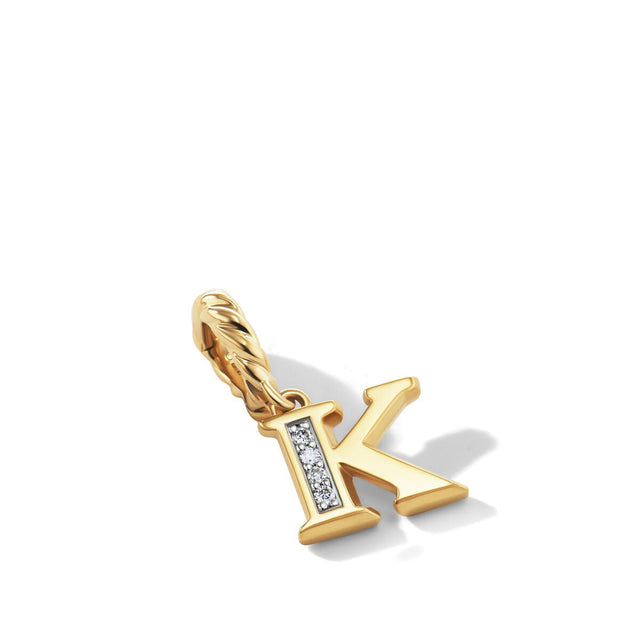 David Yurman Pave K Initial Pendant in 18K Yellow Gold with Diamonds