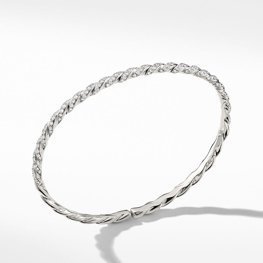David Yurman Paveflex Bracelet in 18K White Gold with Diamonds | Medium