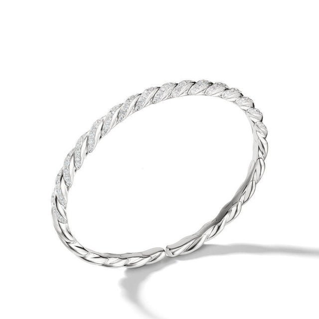 David Yurman Paveflex Bracelet in 18K White Gold with Diamonds | Medium