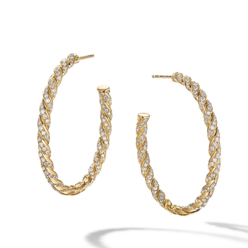 David Yurman Paveflex Hoop Earrings in 18K Yellow Gold with Diamonds
