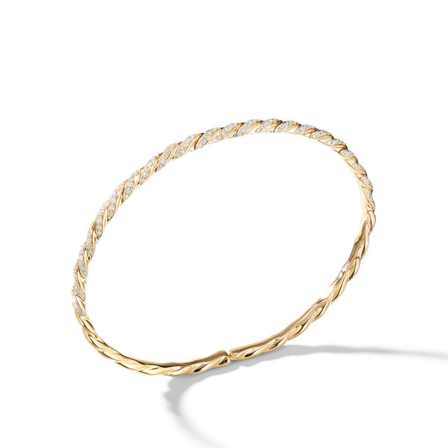 David Yurman Paveflex Single Row Bracelet with Diamonds in 18K Gold - Medium