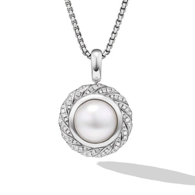 David Yurman Pearl Classics Cable Halo Amulet in Sterling Silver with Diamonds 18.8mm