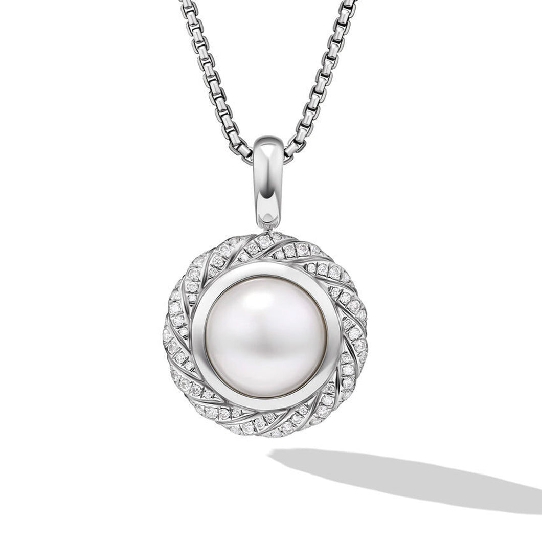 David Yurman Pearl Classics Cable Halo Amulet in Sterling Silver with Diamonds 18.8mm