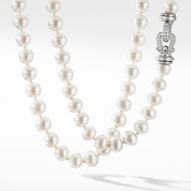 David Yurman Pearl Necklace with Diamonds - 18 Inches