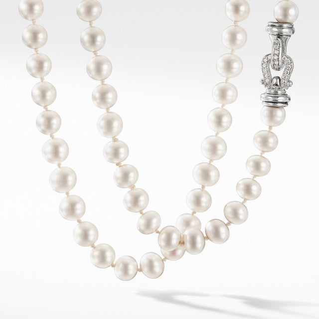 David Yurman Pearl Necklace with Diamonds, 36 inches