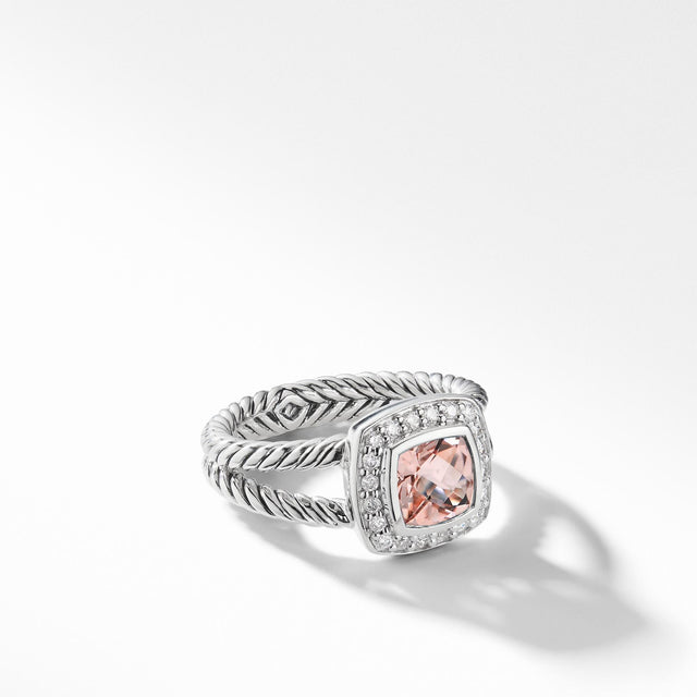 David Yurman Petite Albion Ring with Morganite and Diamonds - Size 7