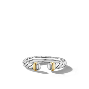 David Yurman Petite Cable Ring in Sterling Silver with 14K Yellow Gold, 3.4mm - Size 7