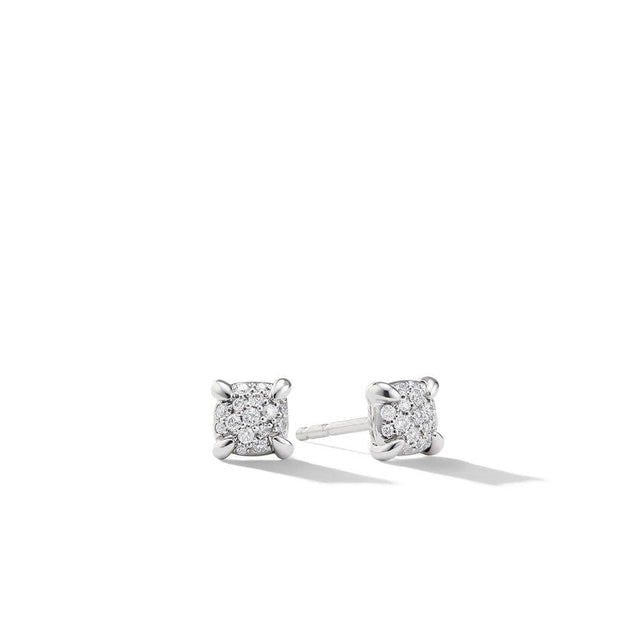 David Yurman Petite Chatelaine Stud Earrings in 18K White Gold with Pave Diamonds