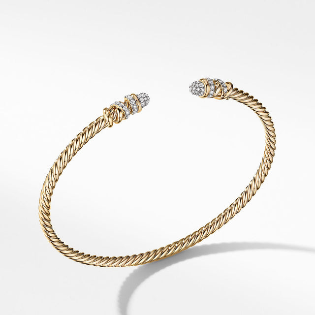 David Yurman Petite Helena Bracelet in 18K Yellow Gold with Pave Diamonds - Small