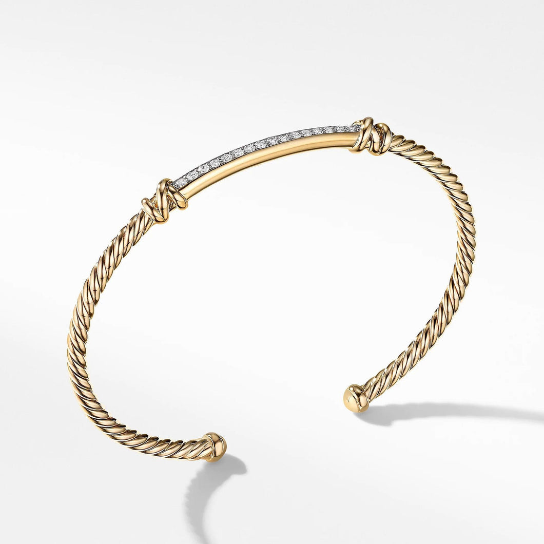 David Yurman Petite Helena Two Station Wrap Bracelet in 18k Yellow Gold with Diamonds - Medium