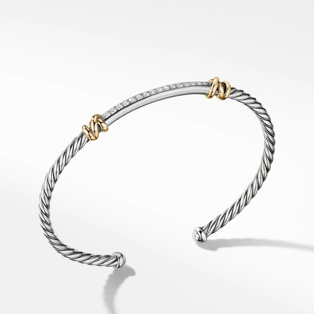 David Yurman Petite Helena Two Station Wrap Bracelet in 18k Yellow Gold with Diamonds - Medium
