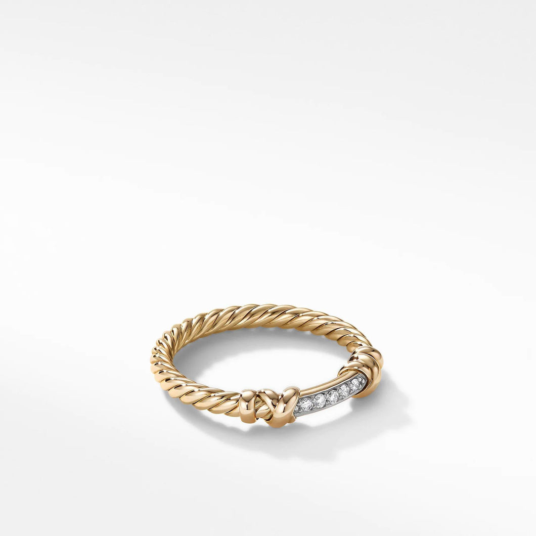 David Yurman Petite Helena Wrap Ring in 18k Yellow Gold with Diamonds - Size 6
