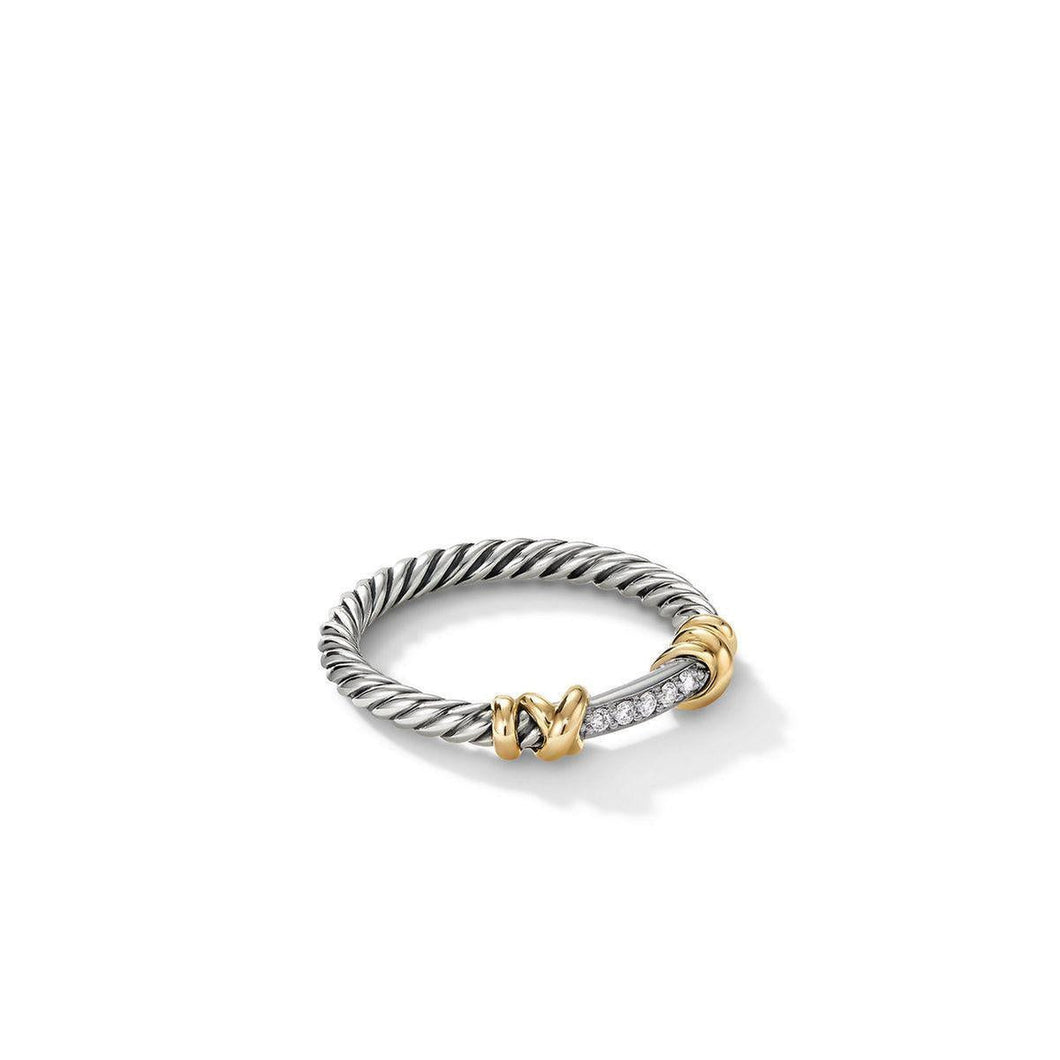 David Yurman Petite Helena Wrap Ring with 18k Yellow Gold and Diamonds - Size 7