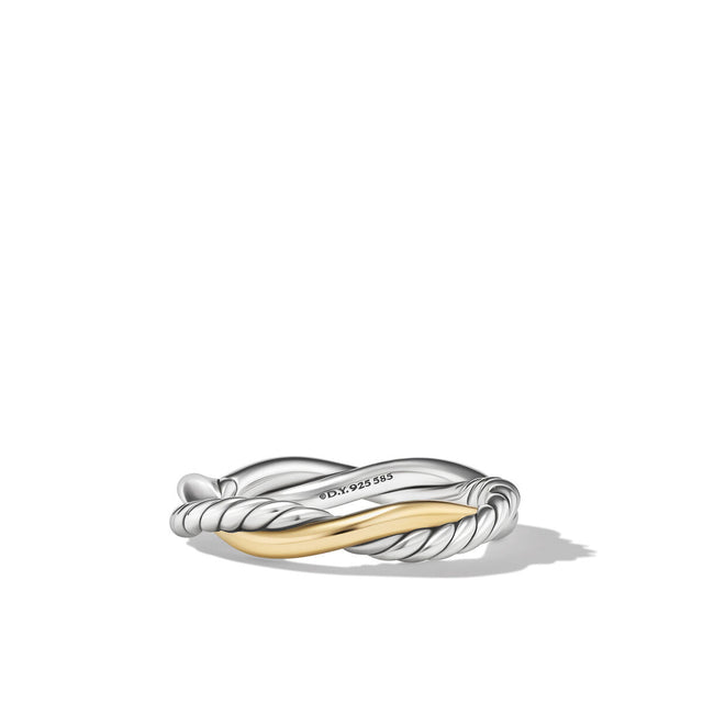 David Yurman Petite Infinity Band Ring in Sterling Silver with 14K Yellow Gold - Size 7