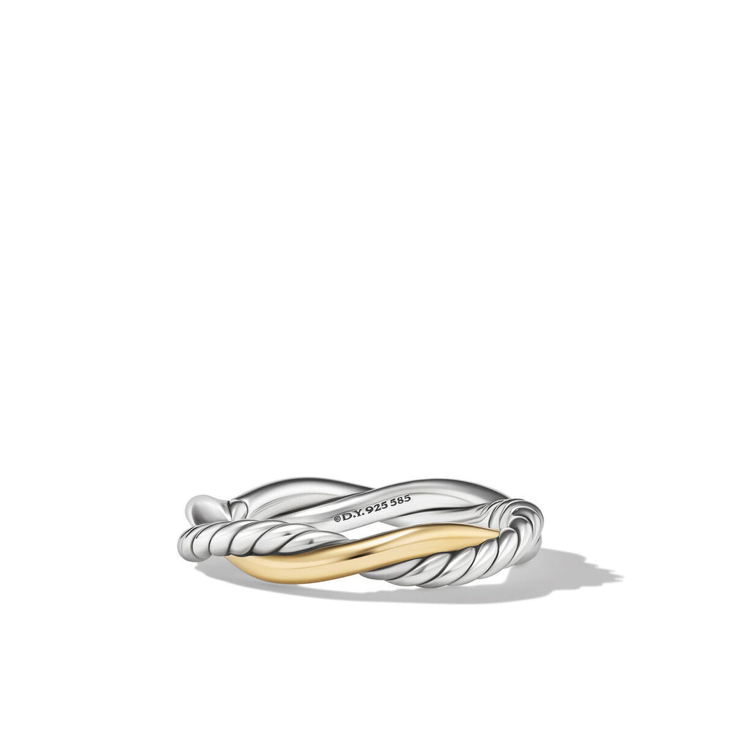 David Yurman Petite Infinity Band Ring in Sterling Silver with 14K Yellow Gold - Size 7